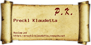 Preckl Klaudetta névjegykártya